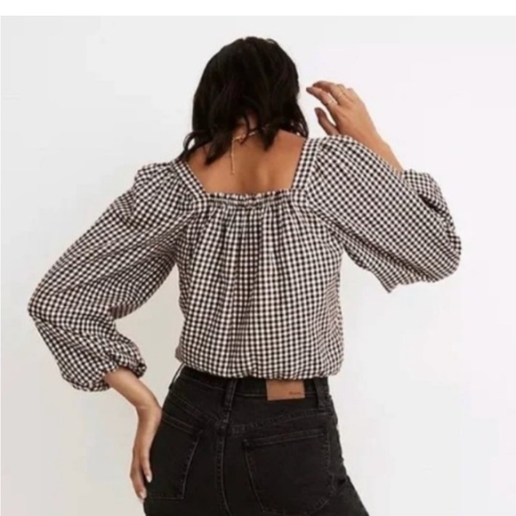 Madewell Plaid Puff Sleeve button down top size M - Picture 4 of 15